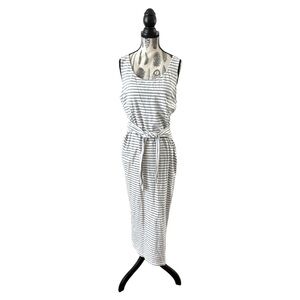 Jane and Delancey White and Light Blue Striped Dress